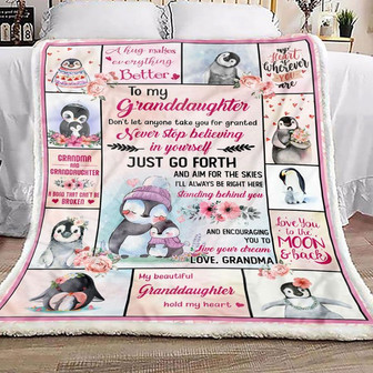 Blanket - Penguin To My Granddaughter Fleece Blanket | Gift for Granddaughter Gift For Christmas, Home Decor - Thegiftio UK