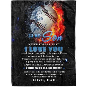 Blanket Baseball To My Son Never Forget That I Love You Cozy Blanket Gift For Christmas, Home Decor - Thegiftio UK