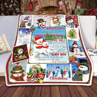 Blanket - To My Grandson. Snowman Christmas Sofa Throw Blanket Grandson Gift For Christmas, Home Decor - Thegiftio