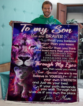 Blanket - 0001 To My Son Lion Love Mom Blanket Fleece Blanket Gift For Christmas, Home Decor Bedding Couch - Thegiftio UK