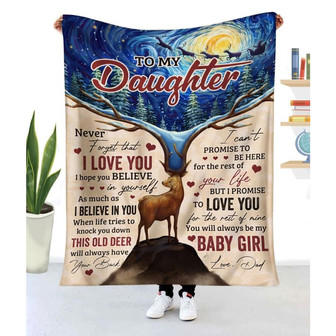 Blanket Dad To Daughter Deer Never Forget That I Love You - Thegiftio