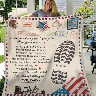 Blanket Dad To Daughter Veteran Sleep Soundly To My Daughter Blanket From Dad - Thegiftio UK