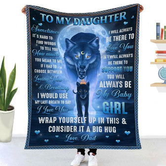 Blanket Dad To Daughter, To My Daughter Blanket From Dad Wolf Art - Thegiftio UK