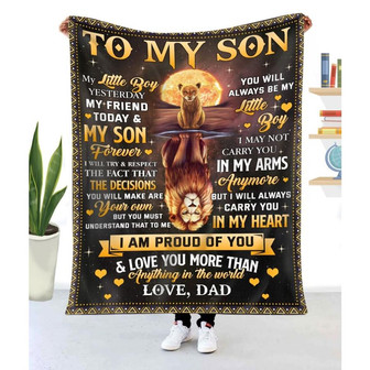 Blanket Dad To Son Lion Art Blanket To My Little Boy Yesterday My Friend Today - Thegiftio UK