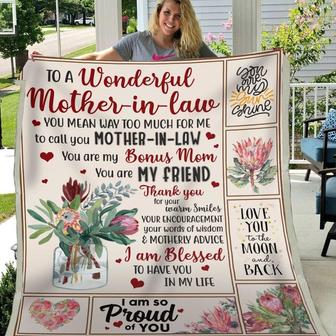 Blanket Daughter-In-Law To Mother-In-Law - Mother's Day Blanket Flower Art Blessed To Have You In My Life - Thegiftio UK