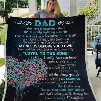Blanket Daughter To Dad - Father's Day Blanket Tree Heart Art You Are My Hero And That'S What You'Ll Always Be - Thegiftio UK