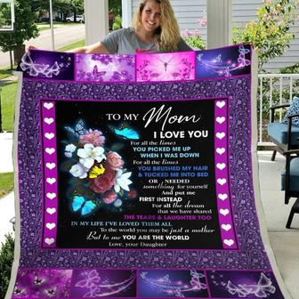 Blanket Daughter To Mom - Mother's Day Butterfly Rose Art I Love You For All A Times - Thegiftio UK