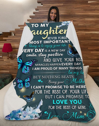 Blanket - Butterfly To My Daughter Never Forget Enjoy - Mom Fleece Blanket Gift For Christmas, Home Decor - Thegiftio