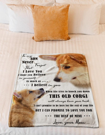 Blanket - Dog Blanket - Corgi To My Son Fleece Blanket Gift For Christmas, Home Decor Bedding Couch - Thegiftio UK
