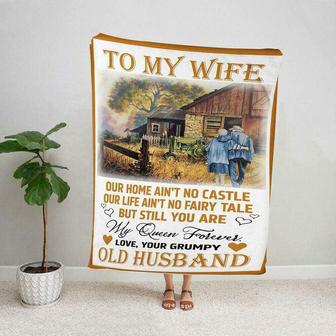 Gifts Blanket for Farmer, To My Wife Our Home Ain't No Castle You Are My Queen Forever Fleece Blankets - Thegiftio UK