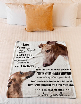 Blanket - Dog Blanket - Greyhound To My Son Fleece Blanket Gift For Christmas, Home Decor Bedding Couch - Thegiftio UK