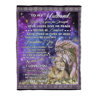 Blanket - To My Husband Blanket Lion Give Me Peace Fleece Blanket Gift For Christmas, Home Decor - Thegiftio UK
