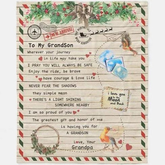 Blanket - To My Grandson ,And Grandpa,Bird Love Blanket Gift For Christmas, Home Decor Bedding Couch - Thegiftio UK