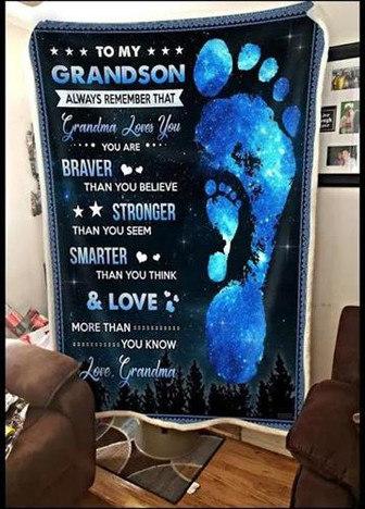 Blanket - Blanket - To My Grandson - Grandma Loves You Gift For Christmas, Home Decor Bedding Couch - Thegiftio UK