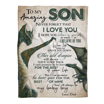 Blanket - Gift For Son Blanket, Dragon To My Amazing Son Love Dad Gift For Christmas, Home Decor - Thegiftio UK