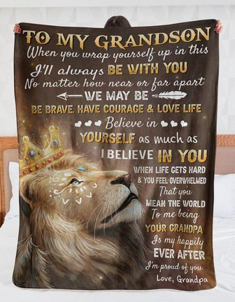 Blanket - Lion To My Grandson When You Wrap Yourself Gift For Christmas, Home Decor Bedding Couch Sofa Soft - Thegiftio UK