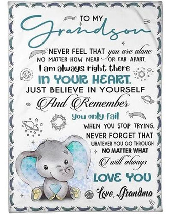 Blanket - To My Grandson Just Believe In Yourself Elephant Blanket Gift For Christmas, Home Decor - Thegiftio UK