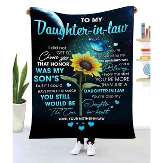 Blanket Gift For Daughter-In-Law Sunflower Butterfly Art - Thegiftio UK