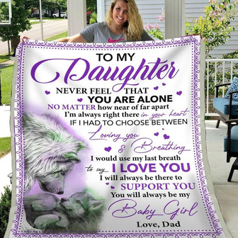Blanket Gift For Daughter From Dad Wolf Art, To My Daughter Blanket - Thegiftio UK