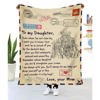 Blanket Gift To My Daughter From Mom Crown Art I'm So Proud Of You - Thegiftio UK