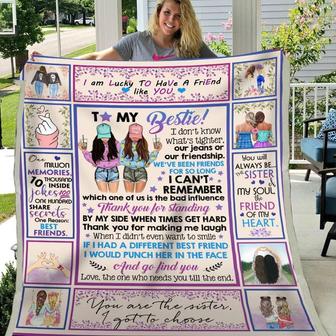 Blanket Gift For Friend Bestie I Don’t Know What’s Tighter Our Jeans Or Our Friendship - Thegiftio UK