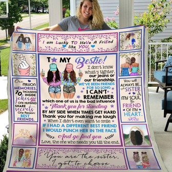Blanket Gift For Friend Bestie I Don’t Know What’s Tighter Our Jeans Or Our Friendship - Thegiftio