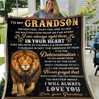 Blanket Gift For Grandson From Grandma I Am Always Right There In Your Heart - Thegiftio UK