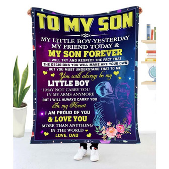 Blanket Gift To My Son From Dad Lion Art My Little Boy Yesterday My Friend Today - Thegiftio UK