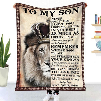 Blanket Gift For Son Lion Crown Art Never Forget That I Love You - To My Son Blanket From Mom - Thegiftio UK