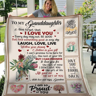 Blanket To My Granddaughter From Grandma Never Forget That I Love You Grandma And Granddaughter Blanket - Thegiftio UK