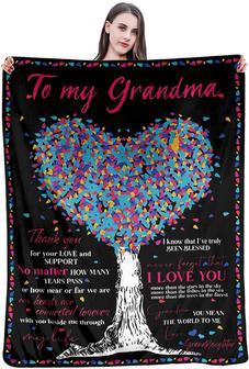 Blanket For Grandma from Granddaughter, Colorful Tree Of Life Blankets to My Grandma, Blanket for Mothers Day - Thegiftio UK