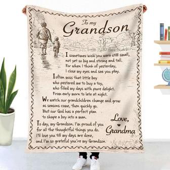 Blanket Grandma To Grandson Birthdays Gift Blanket Grandma And Grandson Art I Sometimes Wish You Were Still Small - Thegiftio UK