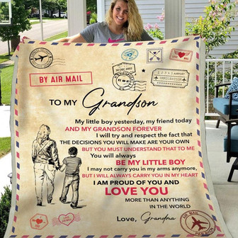 Blanket For Grandson From Grandpa My Little Boy Yesterday My Friend Today - Thegiftio UK