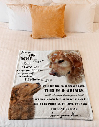 Blanket - Dog Blanket - Golden Retriever To My Son Fleece Blanket Gift For Christmas, Home Decor - Thegiftio UK