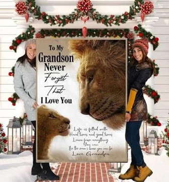Blanket - To My Grandson From Grandpa Lion Blanket Gift For Christmas, Home Decor Bedding Couch Sofa Soft - Thegiftio UK