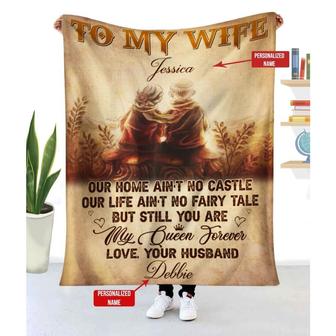 Blanket Husband To Wife Old Couple Our Home Ain't No Castle - Personalized Name - Thegiftio UK