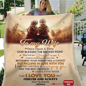 Blanket Husband To Wife Once Upon A Time God Blessed The Broken Road - Personalized Name - Thegiftio UK