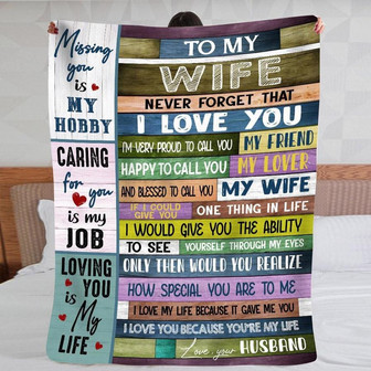 Blanket Husband To Wife Wooden Never Forget That I Love You, To My Wife Blanket From Husband - Thegiftio UK