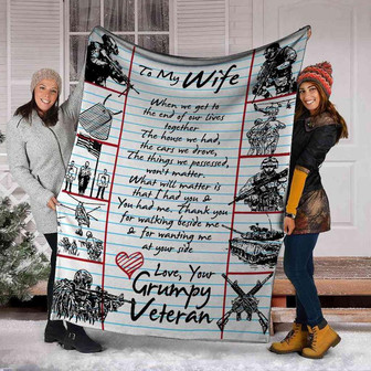 Blanket - To My Wife Grumpy Veteran Fleece Blanket Gift For Christmas, Home Decor Bedding Couch Sofa Soft - Thegiftio UK