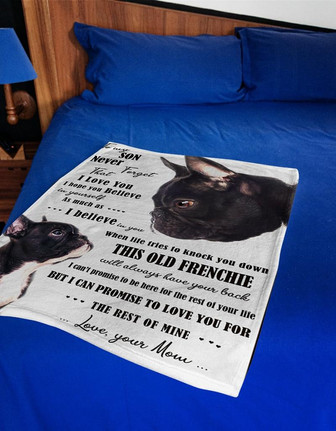 Blanket - Dog Blanket - Frenchie To My Son Fleece Blanket Gift For Christmas, Home Decor Bedding Couch - Thegiftio UK