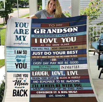 Blanket - To My Grandson Never Forget How Much I Love You Blanket Gift For Christmas, Home Decor - Thegiftio UK