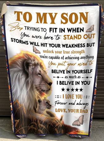 Blanket - To My Son I Love You Lion Fleece Blanket Gift For Son From Dad Gift For Christmas, Home Decor - Thegiftio UK