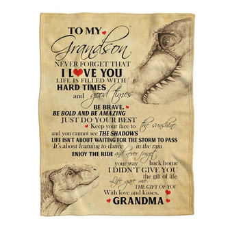 Blanket - Dinosaurs To My Grandson From Grandma Fleece Blanket Gift For Christmas, Home Decor Bedding Couch - Thegiftio UK