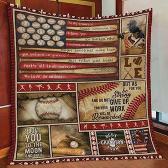 Blanket - Baseball To My Grandson Blanket From Grandma Gift For Christmas, Home Decor Bedding Couch - Thegiftio UK
