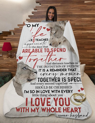 Blanket - To My Wife Love You Whole Heart Lion Blanket Fleece Blanket Gift For Christmas, Home Decor - Thegiftio UK