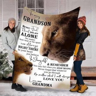 Blanket - Lion Custom Blankets To My Grandson Gift For Christmas, Home Decor Bedding Couch Sofa Soft - Thegiftio UK