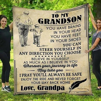 Blanket - To My Grandson Enjoy Your Ride Love Grandpa Vintage Blanket Gift For Christmas, Home Decor - Thegiftio
