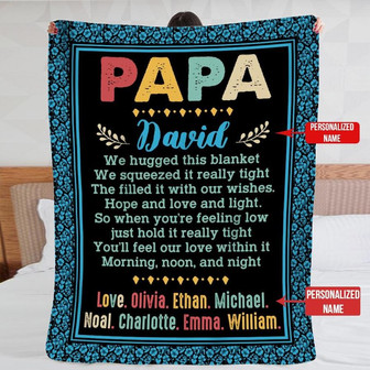Blanket Kids To Grandpa We Hugged This Blanket - Personalized Name - Thegiftio UK