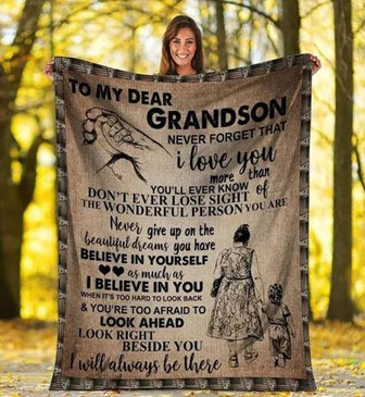 Blanket - To My Dear Grandson Never Forget That I Love You Blanket Gift For Christmas, Home Decor - Thegiftio UK