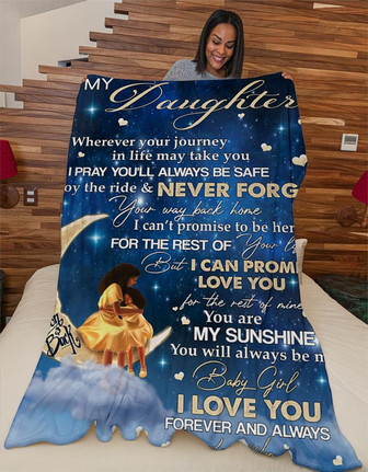 Blanket - Moon And Back To My Daughter Wherever Journey-Mom Fleece Blanket Gift For Christmas, Home Decor - Thegiftio UK